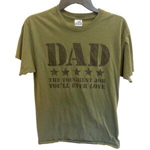 Dad Funny Graphic T-Shirt Army Green Adult Tee Sz M